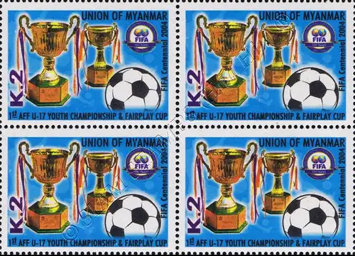 100 years International Football Federation (FIFA) -BLOCK OF 4- (MNH)