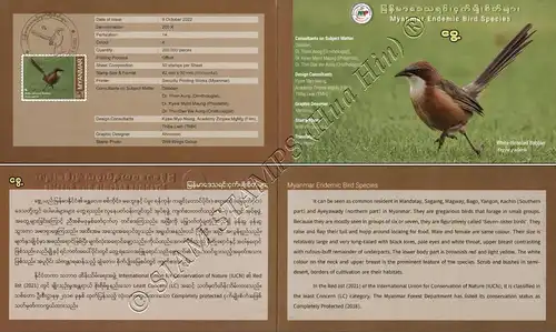 Endemische Vogelarten: Burmadrosselhäherling -MAXIMUM KARTE MC(I)-