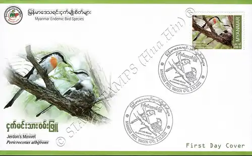 Endemische Vogelarten: Weissbauch-Mennigvogel -FDC(I)-I-