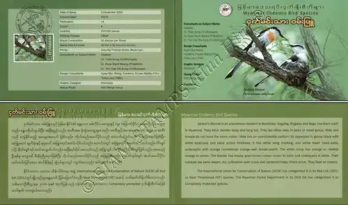 Endemische Vogelarten: Weissbauch-Mennigvogel -MAXIMUM KARTE MC(I)-