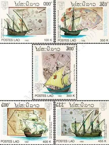 GENOVA 92, Genoa: Explorer ships and old World Maps (MNH)
