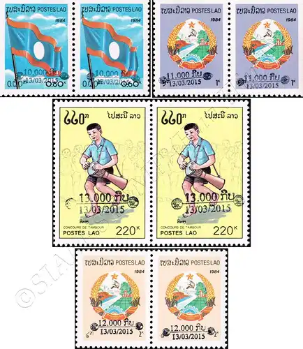 Postal stamps: Historical issues with hand stamp printing -PAIR- (MNH)
