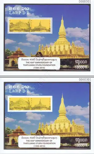 450th Anniversary of That Luang Stupa (1566-2016) (258A-258B) (MNH)