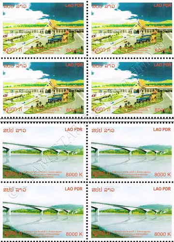 Opening of the fourth Thai-Lao Mekong Bridge -BLOCK OF 4- (MNH)