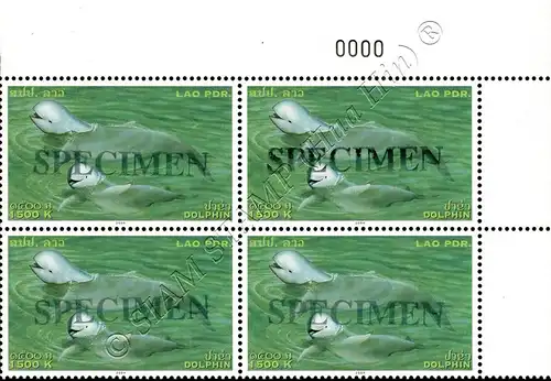 Irawadi Dolphin -SPECIMEN BLOCK OF 4- (MNH)