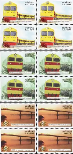 Opening of the first railway line in Laos -BLOCK OF 4- (MNH)