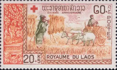 10. Jahrestag der Gründung des Roten Kreuzes von Laos -GEZAHNT- (**)
