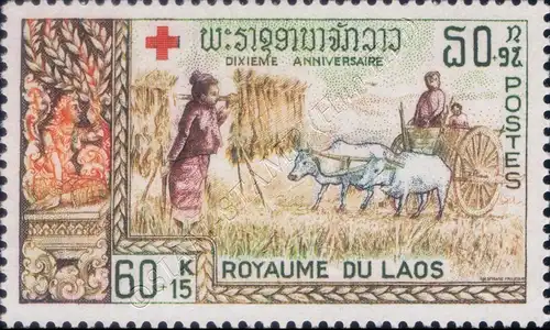 10. Jahrestag der Gründung des Roten Kreuzes von Laos -GEZAHNT- (**)