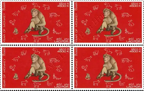 Chinesisches Neujahr: Jahr des Affen -4er BLOCK- (**)