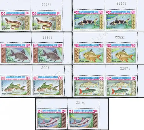 Fishes (II) -PAIR TOP RIGHT CORNER BORDER- (MNH)