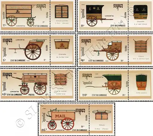 LONDON 90: British Post horse-drawn carriages (MNH)