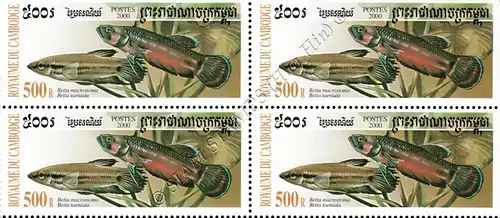 Fighting fish of the genus Betta -BLOCK OF 4- (MNH)