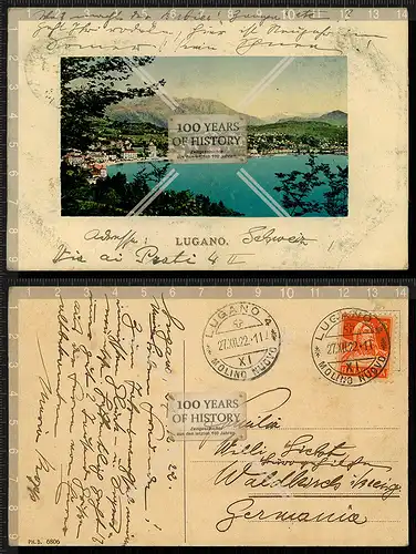 Orig. AK Lugano Tessin Schweiz gel. 1922