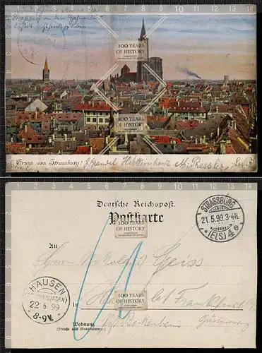 Orig. AK Straßburg Strassbourg gel. 1899