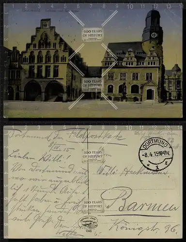 Orig. AK Dortmund Altes Rathaus und Sparkasse 1915
