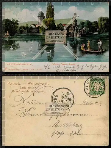 Orig. AK Veitshöchheim Hofgarten Pegasusgruppe Bayern gel. 1906