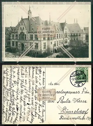 Orig. AK Köln am Rhein Kunstgewerbe Museum gel. 1910