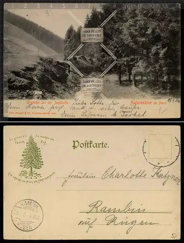 Orig. AK Hahnenklee im Harz Jagdhütte Granetal gel. 1904