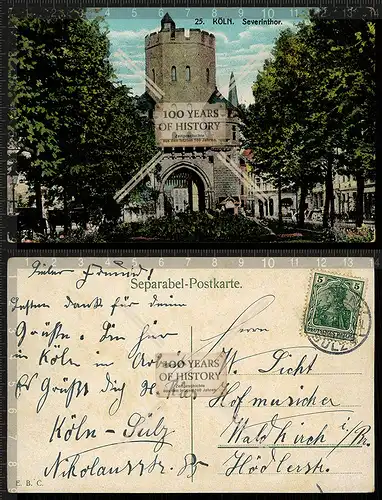 Orig. AK Köln Severintor gel. 1913