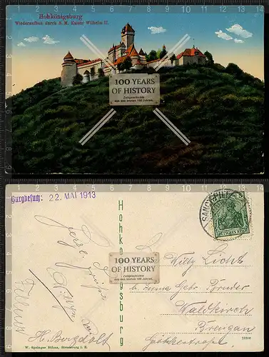 Orig. AK Hohkönigsburg gel. 1913