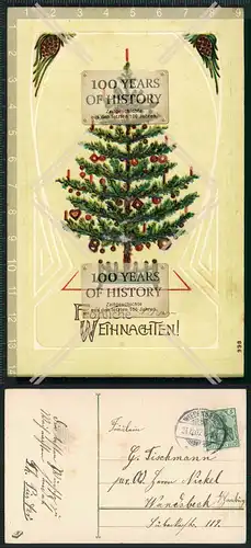 Orig. AK Frohe Weihnachten Weihnachtskarte Grußkarte Prägedruck gel. 1907