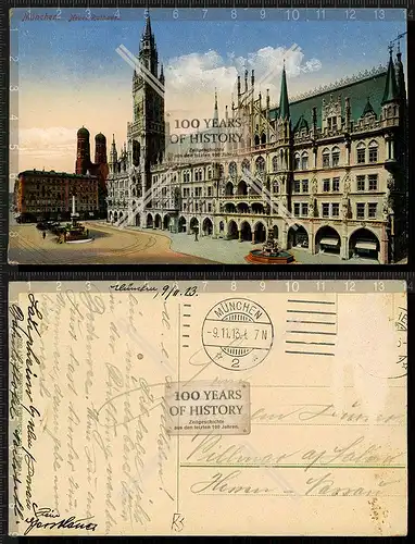 Orig. AK München Neues Rathaus gel. 1913