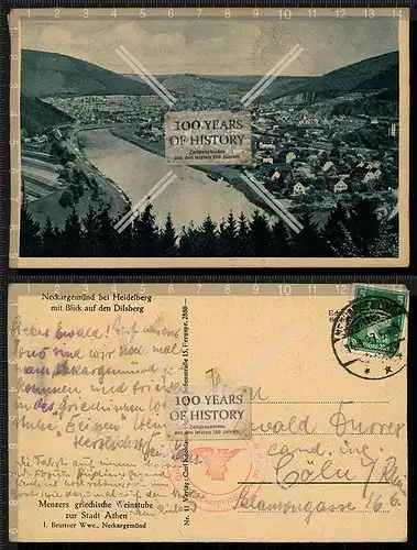 Orig. AK Neckargemünd bei Heidelberg Blick auf Dilsberg gel. 1927