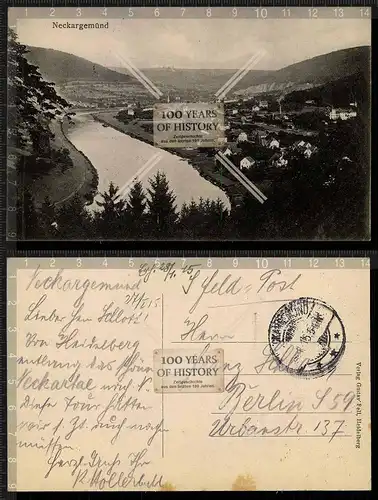 Orig. AK Neckargemünd bei Heidelberg gel. 1915