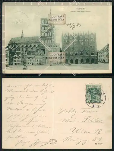 Orig. AK Stralsund Rathaus und Nicolai Kirche