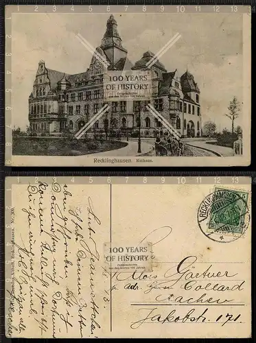 Orig. AK  Recklinghausen Rathaus NRW gel. 1913