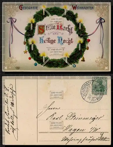 Orig. AK Weihnachten Prägedruck Heilige Nacht gel. 1911