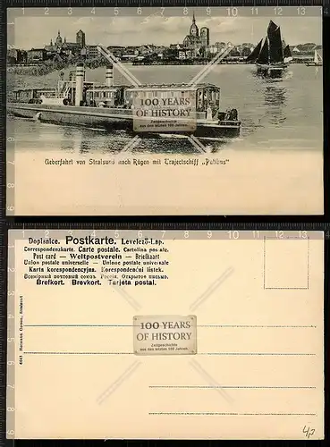 Orig. AK Putbus Rügen Fährschiff von Stralsund 1905