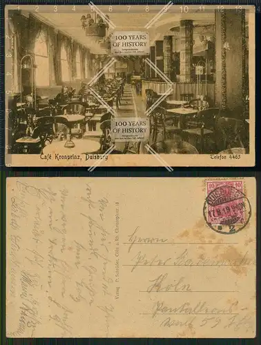 Orig. AK Duisburg Cafe Kronprinz 1919