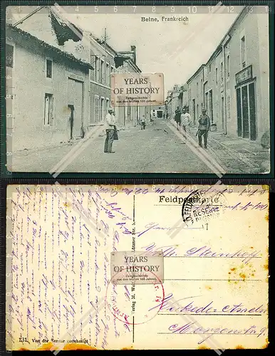 Orig. AK Beine Frankreich Straßenansicht Feldpostkarte Stempel siehe Rückseit