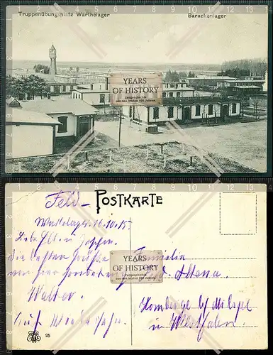Orig. AK Truppenübungsplatz Warthelager Baracken Lager Feldpost 1915