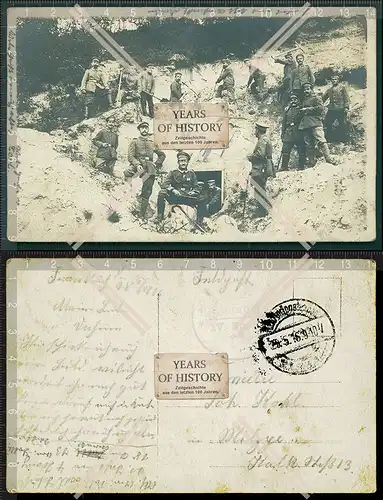 Orig. Foto AK Soldaten an der Front Unterstand Bunker 1916 Feldpost gelaufen