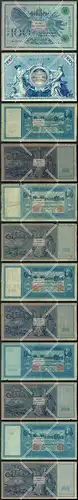 Reichsbanknote  100 Mark Flottenhunderter 2x grün 4x Rot Siegel