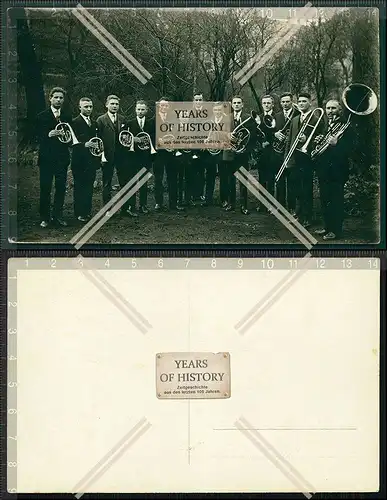 Orig. Foto AK Blasorchester mit verschiedenen Instrumenten 1928