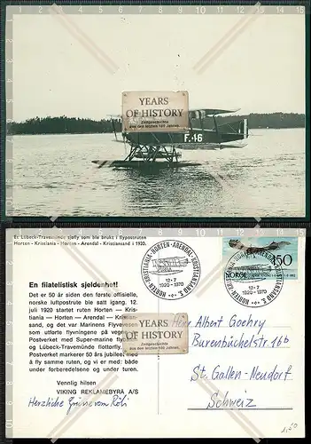 Orig. AK Flugzeug Wasserflugzeug Aircraft F.46 Rückseite mit Sonderstempel Zif