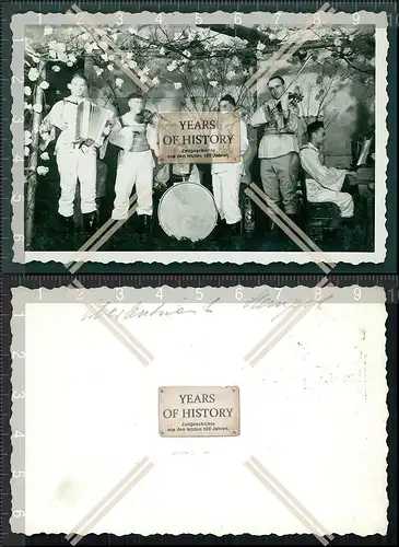Orig. Foto Soldaten Musik Band Geige Akkordeon Klavier Rückseite Beschreibung