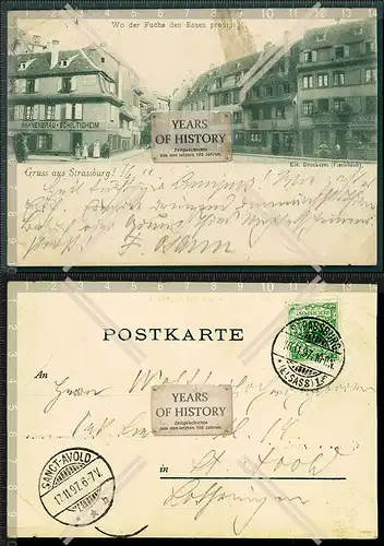 Orig. AK Straßburg Strasbourg Elsass 1897 gelaufen Straßenansicht Karte besch