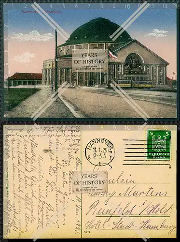 Orig. AK Hannover Stadthalle 1925 gelaufen