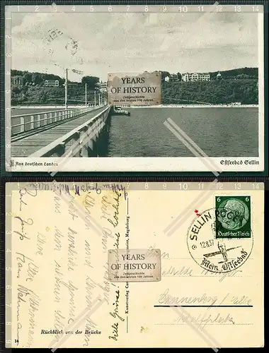 Orig. AK Sellin Rügen Seebrücke 1937 Sonderstempel gelaufen Mecklenburg-Vorpo