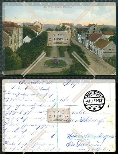 Orig. AK Rawitsch Posen Kaiserpromenade 1915 gelaufen