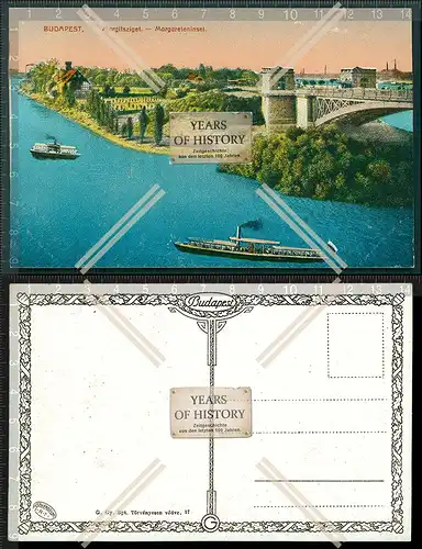 Orig. AK Budapest Ungarn Margareteninsel Dampfer Brücke Fluss 1908