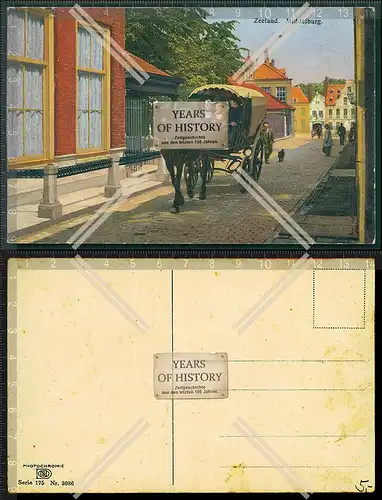 Orig. AK Middelburg Zeeland Niederlande Holland 1908 Pferde Fuhrwerk Kutsche