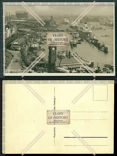 Orig. Foto AK Hamburg Hafen Schiffe Boote Dampfer Panorama 1939