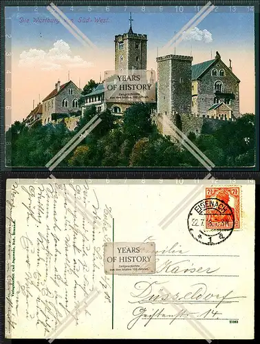 Orig. AK die Wartburg von Süd West Thüringen 1918 Eisenach gelaufen