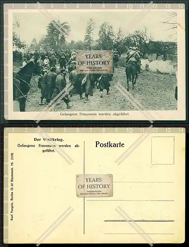 Orig. AK der Weltkrieg Gefangene Franzosen werden abgeführt 1916