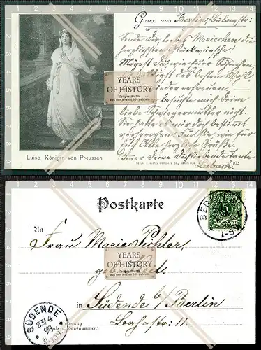 Orig. AK Luise Königin von Preußen Berlin gelaufen 1898